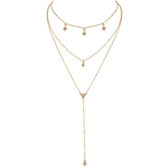 Layered Sun and Stars Lariat Necklace - Picture 2 of 7